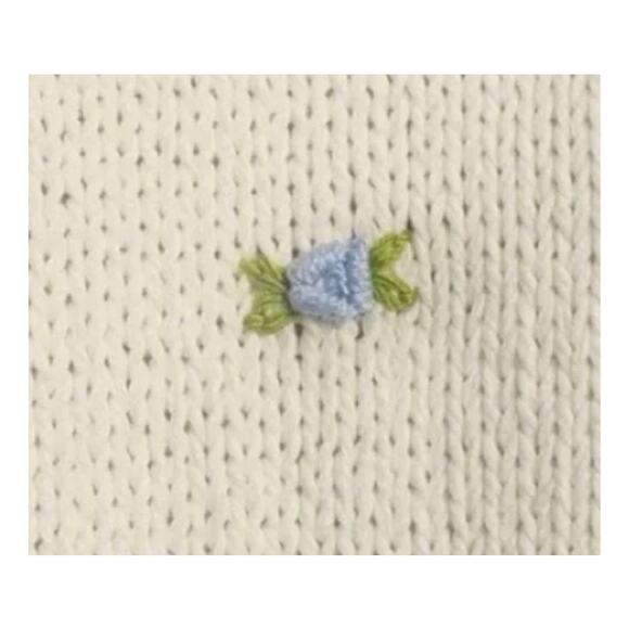 Fanm Mon Hand Knit Blue Rose Cardigan Cotton Sweater | Womens M L NEW - Picture 5 of 15